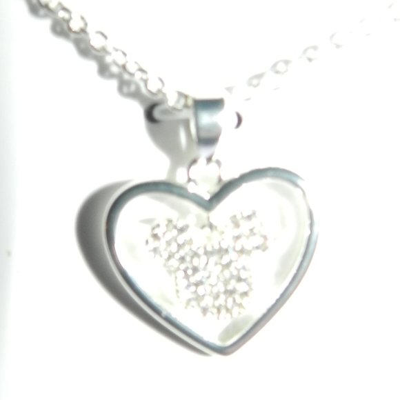 Disney Minnie Mouse Fine Silver Embossed Heart Necklace NWT/NEW - Picture 5 of 10